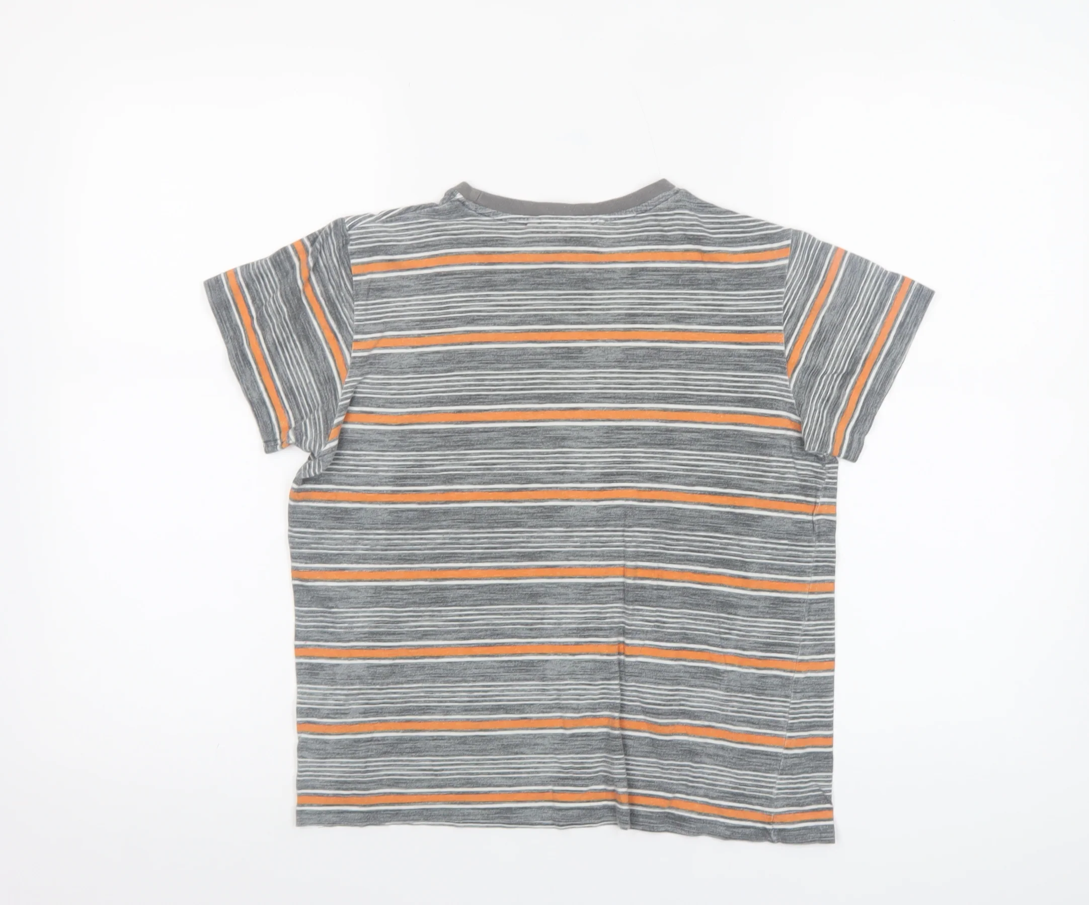 Lee Cooper Boys Grey Striped Cotton Logo T-Shirt 9-10 Years Casual Top - Image 3