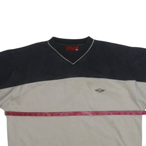 Lee Cooper Mens Beige & Black V-Neck Sweatshirt XL Classic Cotton - Image 2