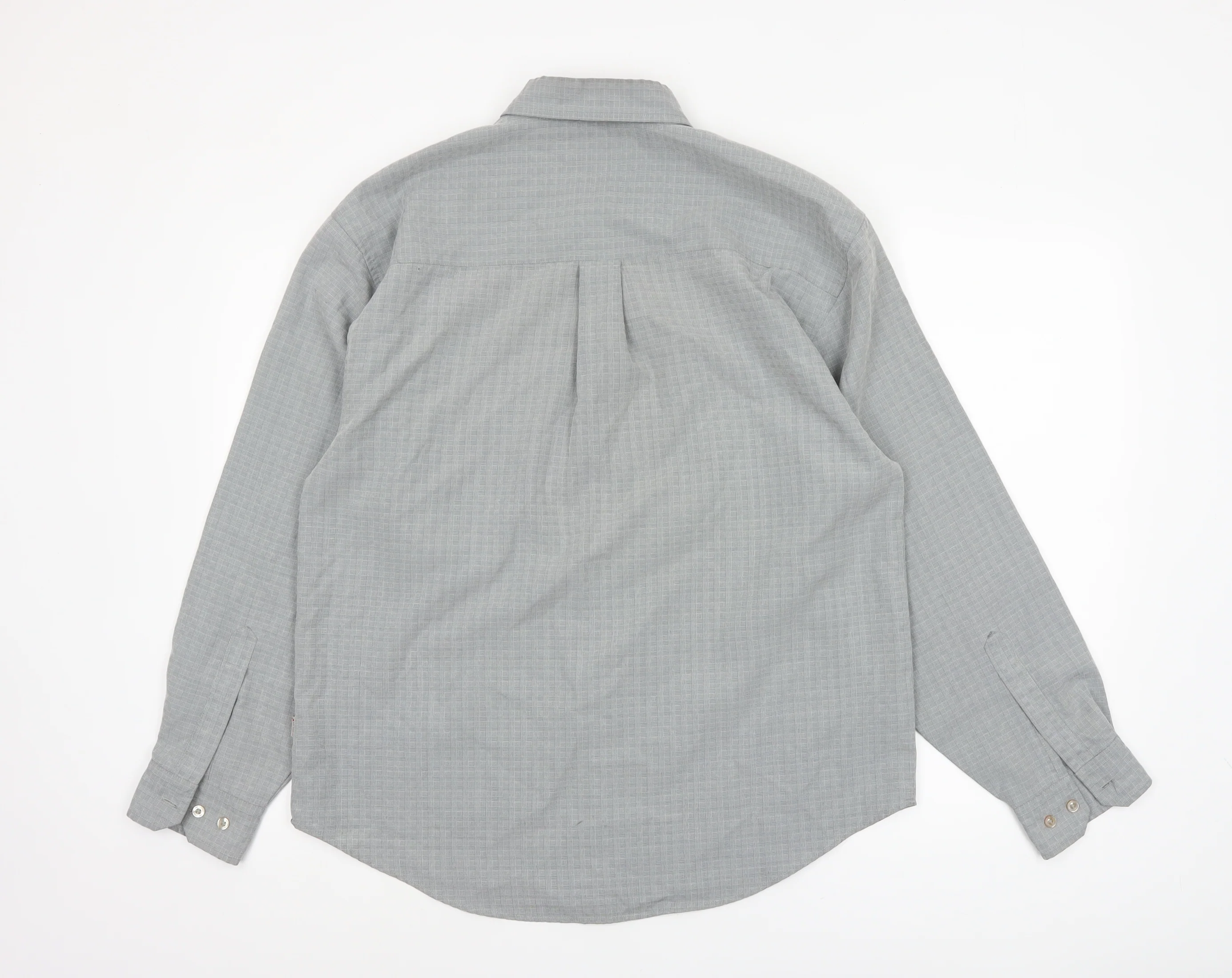 Lee Cooper Men's Grey Check Button-Down Long Sleeve Shirt M - Image 3