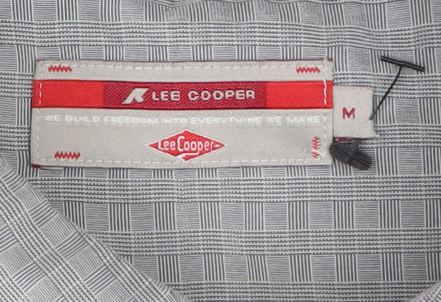 Lee Cooper Men's Grey Check Button-Down Long Sleeve Shirt M - Image 5