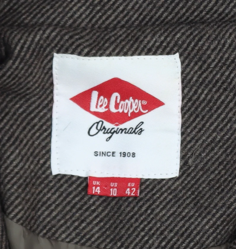 Lee Cooper Women’s Brown Wool Blend Pea Coat Size 14 Classic Mid-Length - Image 4