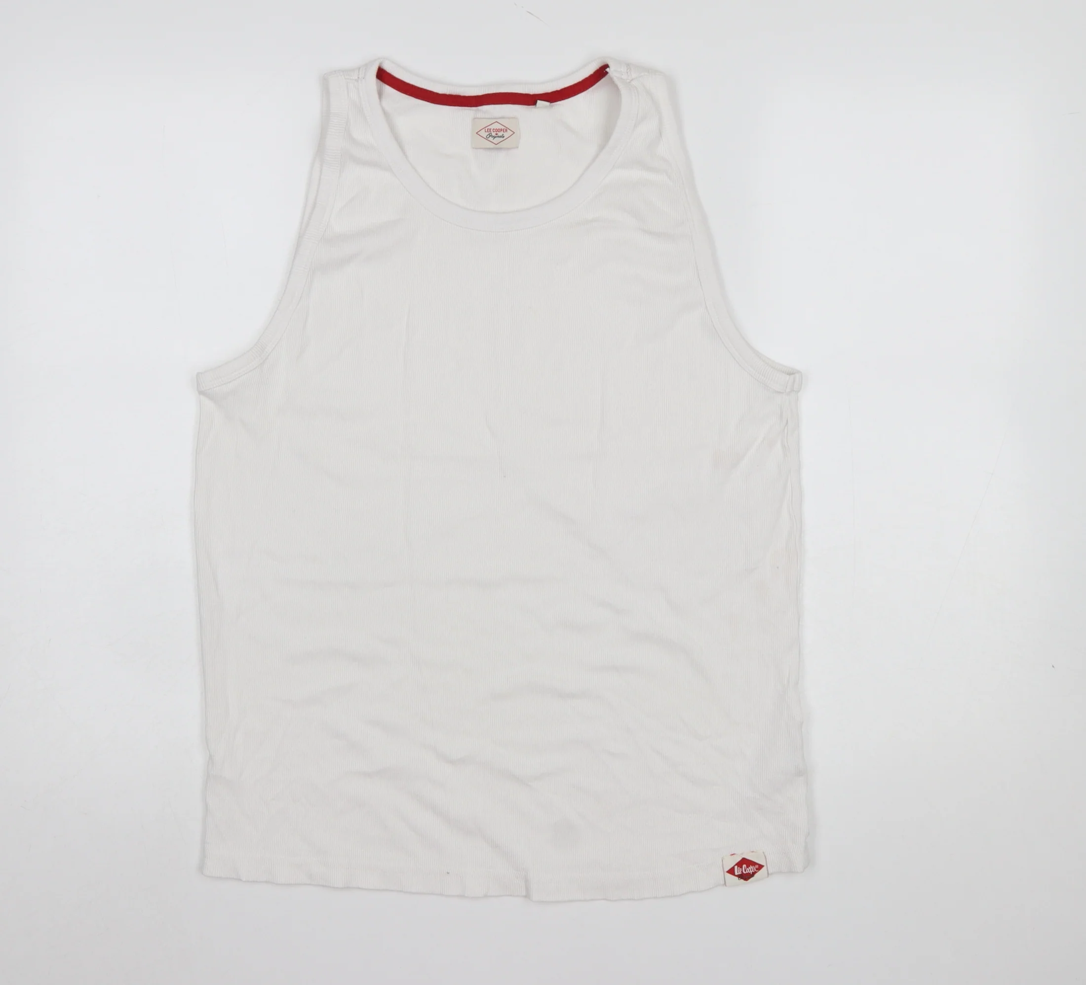 Lee Cooper Womens White Cotton Tank Top L Basic Summer Vest