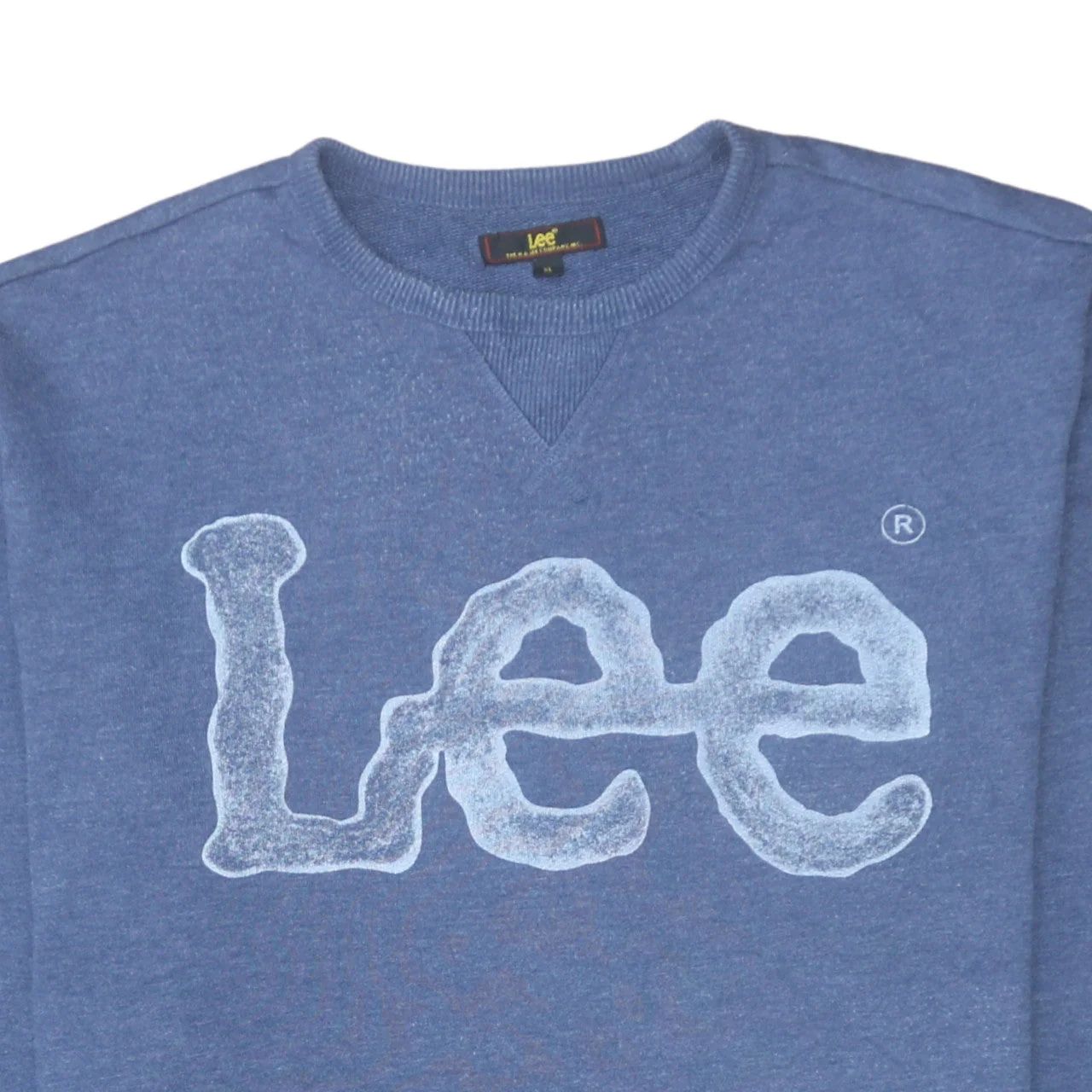 Lee Mens Blue Pullover Sweatshirt XL Crew Neck Logo Cotton Blend - Image 8