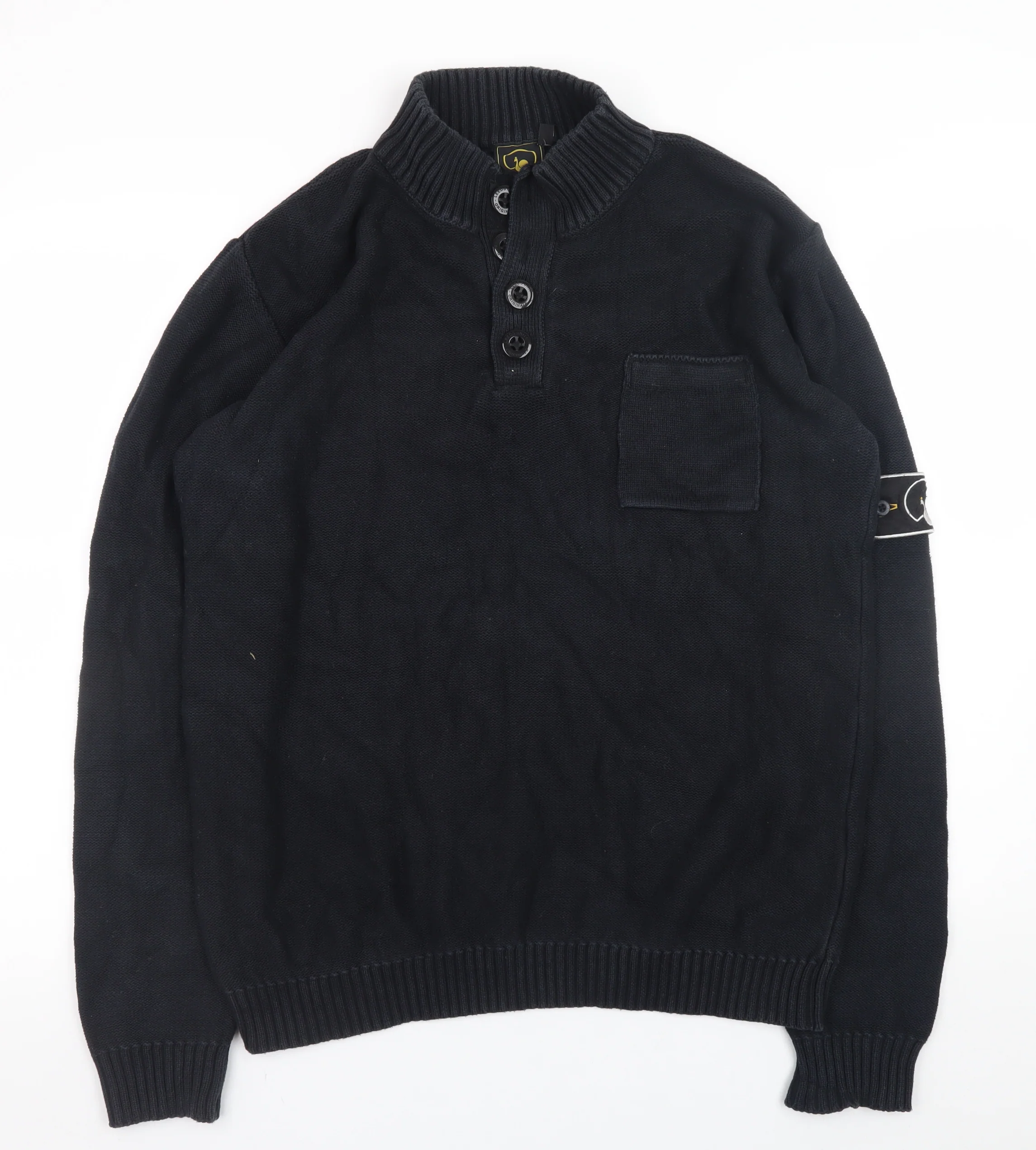 Leeds Originals Men’s Black XL Cotton Henley Jumper