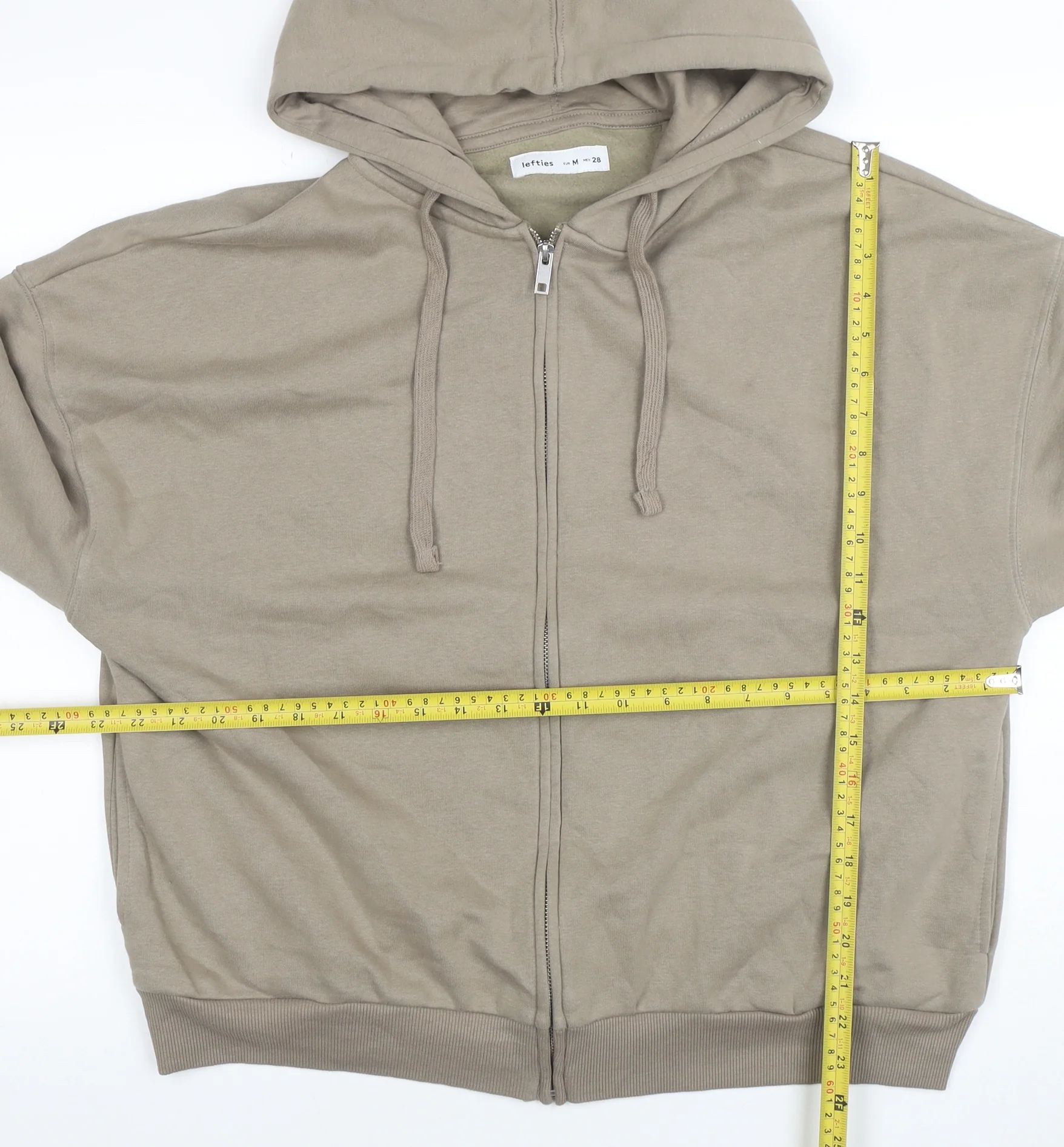 Lefties Women Beige Full Zip Hoodie Size 12 Cotton Blend - Image 2