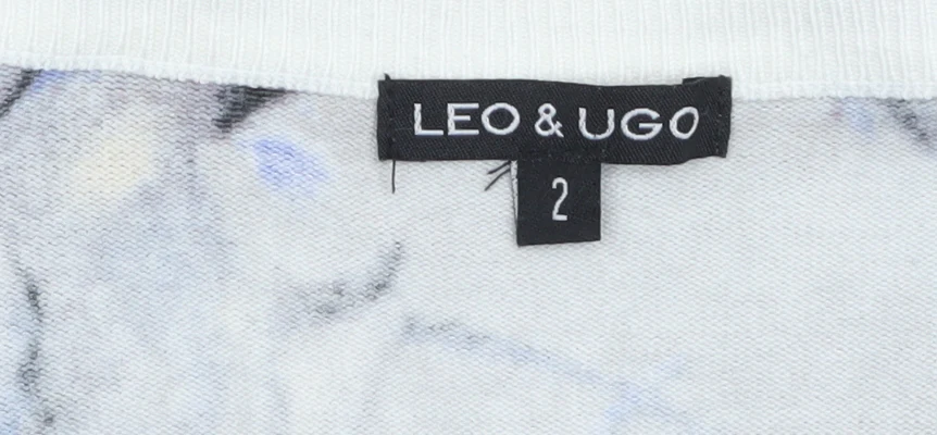 Leo & Ugo Women Beige Floral V-Neck Henley Knit Jumper M - Image 5