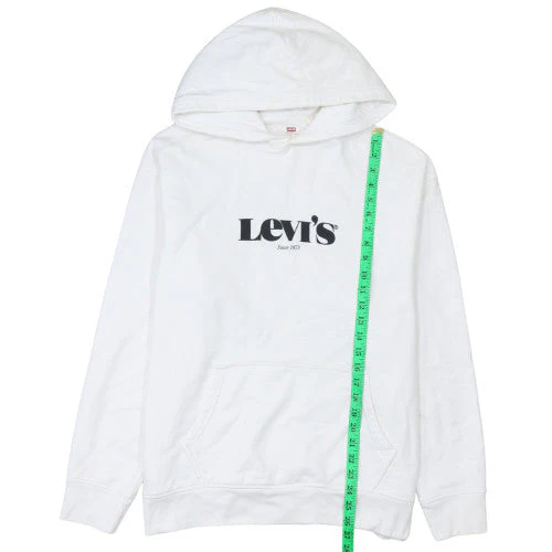 Levi’s Men White Relaxed Pullover Hoodie Size L Cotton Fleece - Image 2