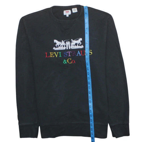 Levi Strauss Men's Black Embroidered Logo Pullover Sweatshirt Size M - Image 3
