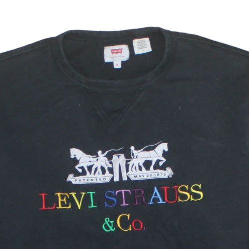 Levi Strauss Men's Black Embroidered Logo Pullover Sweatshirt Size M - Image 7