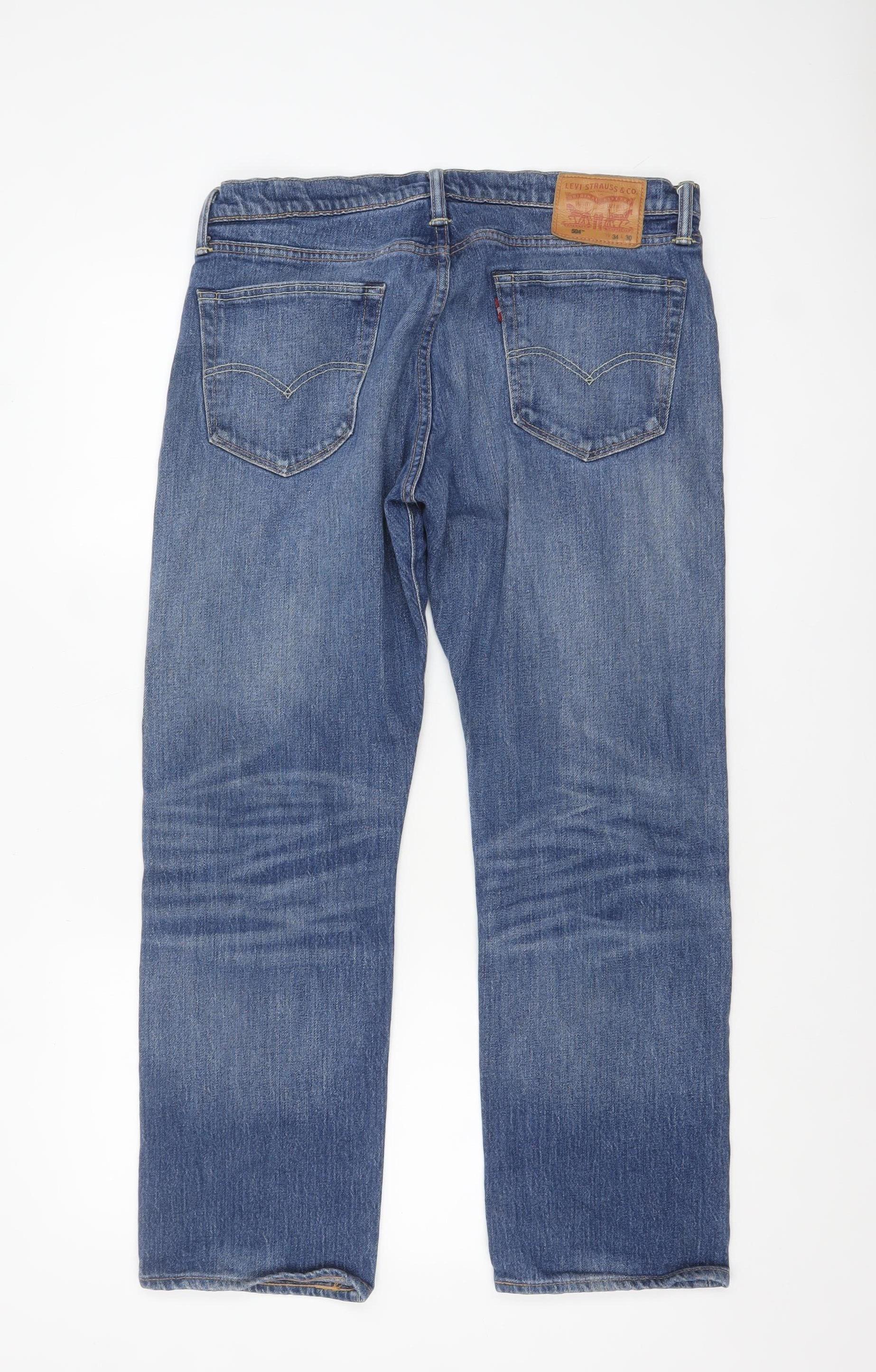 Levi's 504 Men's Blue Straight Leg Jeans W34 L30 Regular Fit - Image 3