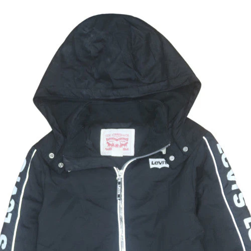 Levi's Boys Black Hooded Long Puffer Jacket Coat Size 12 Years - Image 8