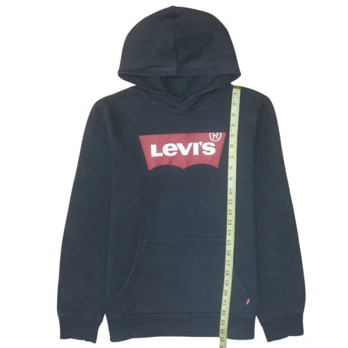 Levi's Boys Black Pullover Fleece Hoodie 16 Years Logo Print Casual Sweatshirt - Image 2