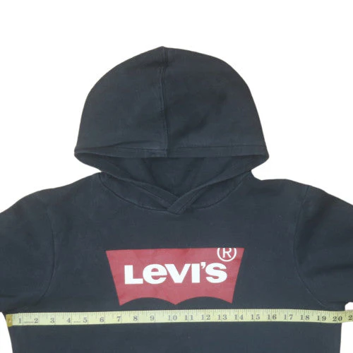 Levi's Boys Black Pullover Fleece Hoodie 16 Years Logo Print Casual Sweatshirt - Image 3