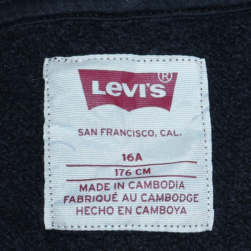 Levi's Boys Black Pullover Fleece Hoodie 16 Years Logo Print Casual Sweatshirt - Image 5