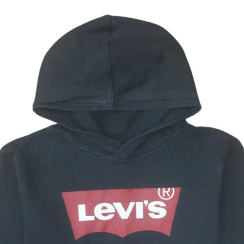 Levi's Boys Black Pullover Fleece Hoodie 16 Years Logo Print Casual Sweatshirt - Image 8