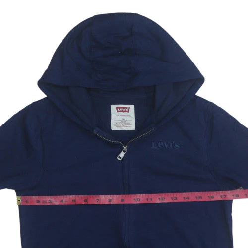 Levi's Boys Blue Full Zip Hoodie Size 14 Years Cotton Blend Logo Sweatshirt - Image 2