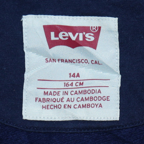 Levi's Boys Blue Full Zip Hoodie Size 14 Years Cotton Blend Logo Sweatshirt - Image 5