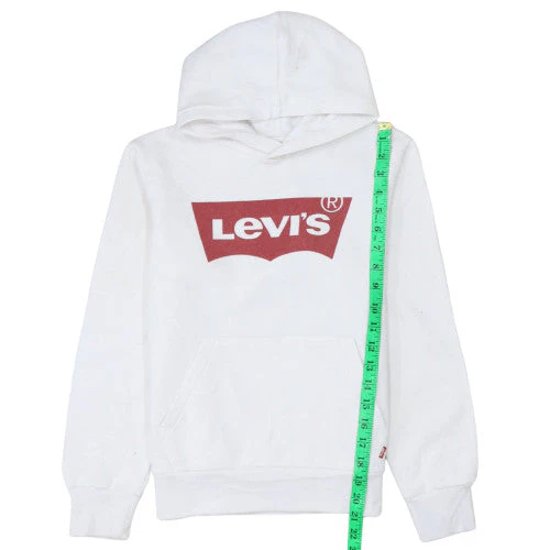 Levi's Boys White Pullover Hoodie 12 Years Regular Fit Logo Fleece Sweatshirt - Image 2