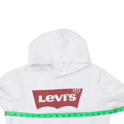 Levi's Boys White Pullover Hoodie 12 Years Regular Fit Logo Fleece Sweatshirt - Image 3