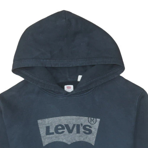 Levi's Men Blue Pullover Hoodie L Graphic Logo Fleece Sweatshirt - Image 4