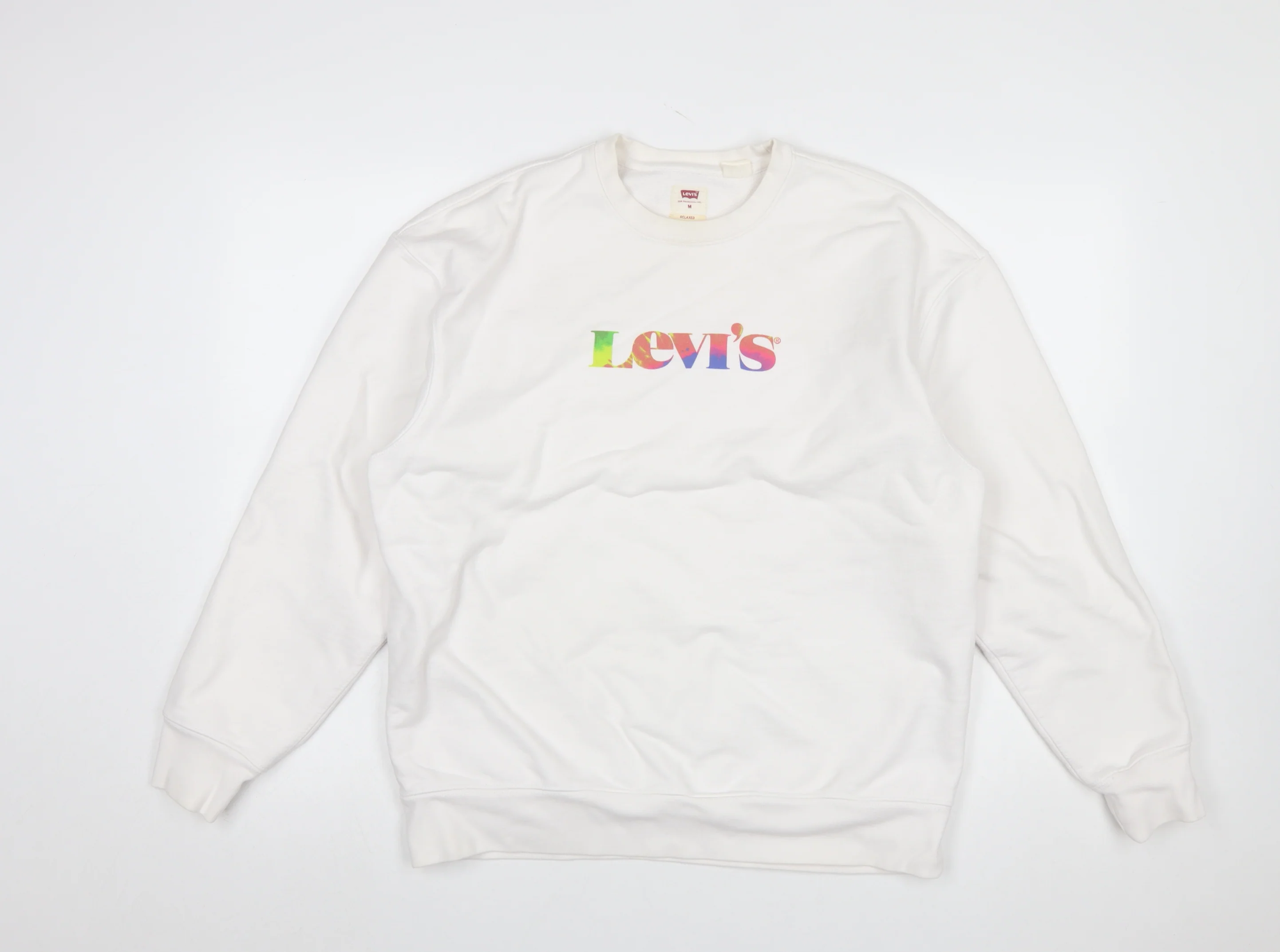 Levi's Men White Relaxed Fit Logo Pullover Sweatshirt M