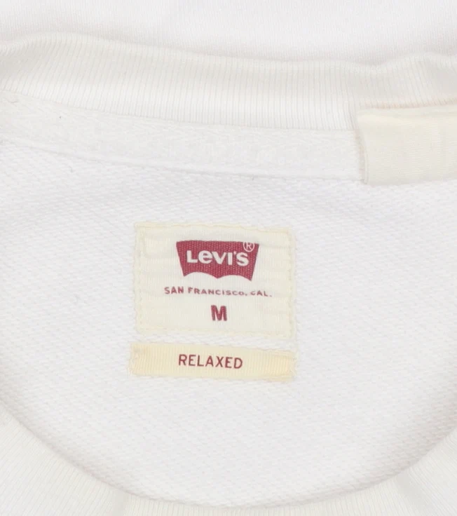 Levi's Men White Relaxed Fit Logo Pullover Sweatshirt M - Image 4