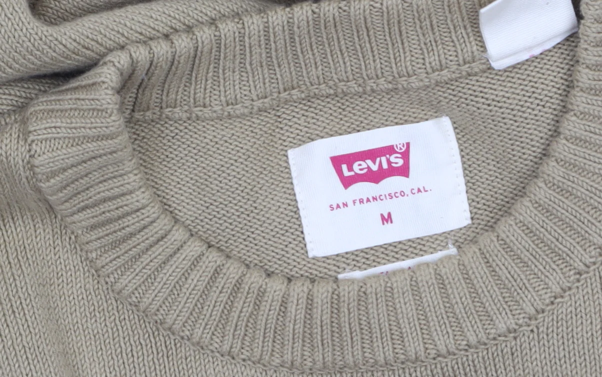 Levi's Men's Beige Cotton Crew Neck Pullover Jumper Size M - Image 5
