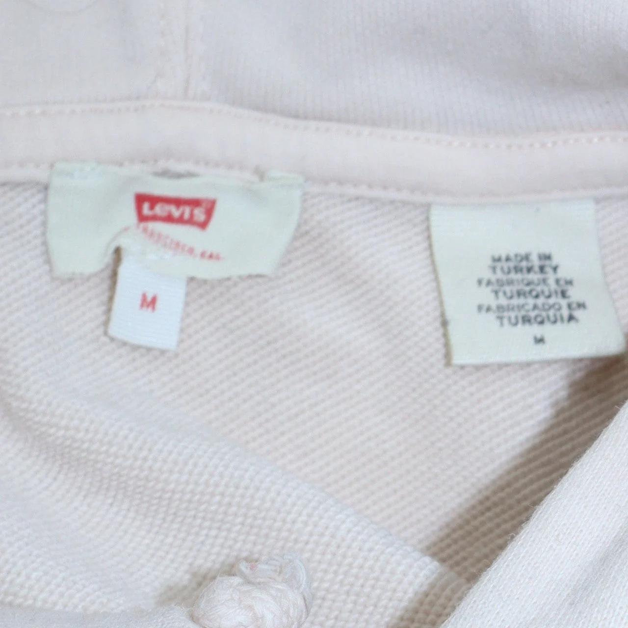 Levi's Men's Beige Pullover Hoodie M Logo Print Fleece Sweatshirt - Image 5