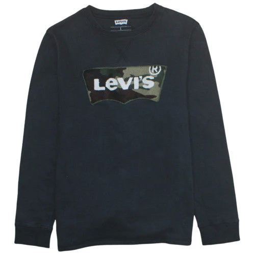 Levi's Men's Black Camouflage Logo Crew Neck Sweatshirt L