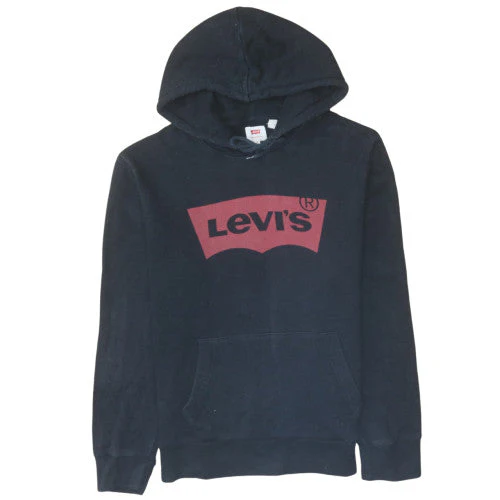 Levi's Men's Black Medium Pullover Hoodie with Logo Print