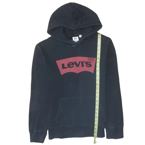Levi's Men's Black Medium Pullover Hoodie with Logo Print - Image 3