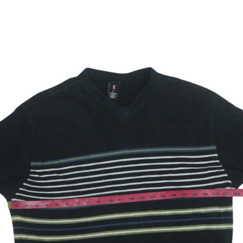 Levi's Men's Black Striped Long Sleeve Cotton T-Shirt Size M - Image 2