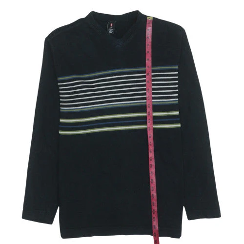 Levi's Men's Black Striped Long Sleeve Cotton T-Shirt Size M - Image 3
