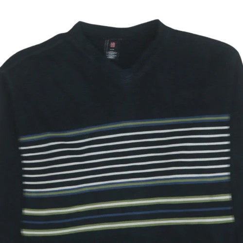 Levi's Men's Black Striped Long Sleeve Cotton T-Shirt Size M - Image 7