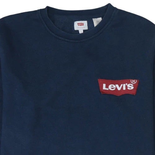Levi's Men's Blue Crew Neck Pullover Sweatshirt Size L Logo Fleece - Image 8