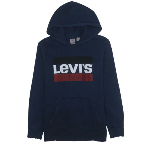 Levi's Men's Blue Pullover Hoodie M Classic Logo Fleece Sweatshirt