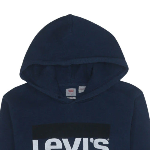 Levi's Men's Blue Pullover Hoodie M Classic Logo Fleece Sweatshirt - Image 7
