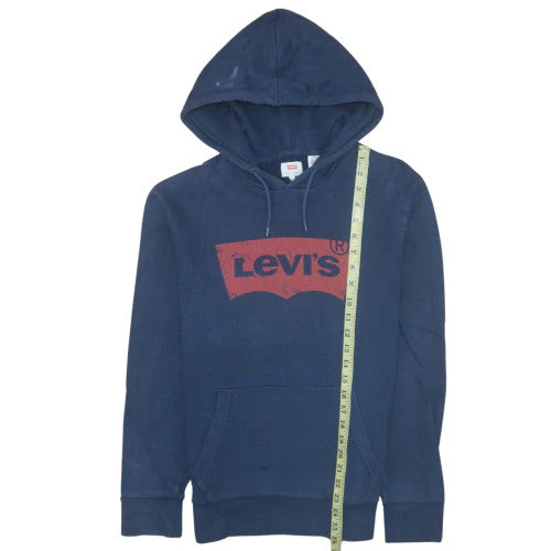 Levi's Men's Blue Pullover Hoodie M Logo Fleece Sweatshirt - Image 2