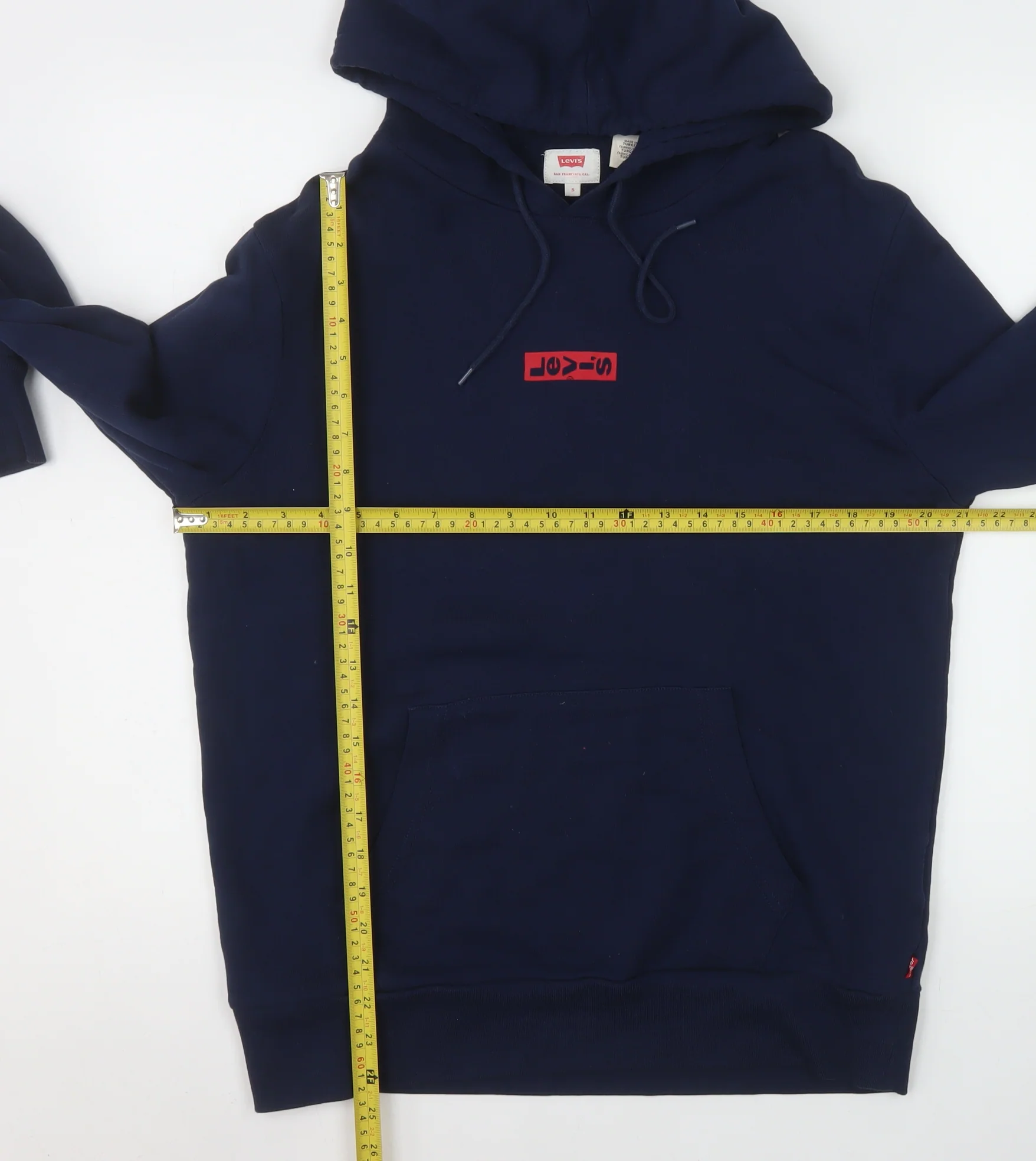 Levi's Men's Blue Pullover Hoodie Small Logo Cotton Sweatshirt - Image 2