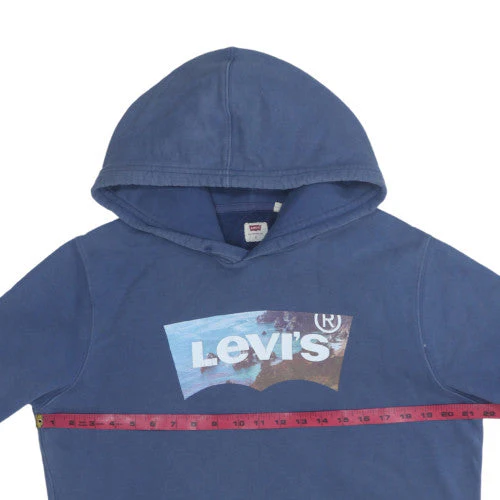 Levi's Men's Blue Pullover Hoodie Small Logo Graphic Sweatshirt - Image 2