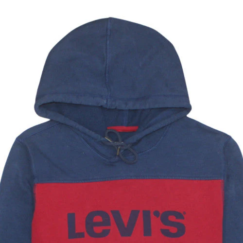 Levi's Men's Blue Red Grey Pullover Hoodie Size M Graphic Logo - Image 8