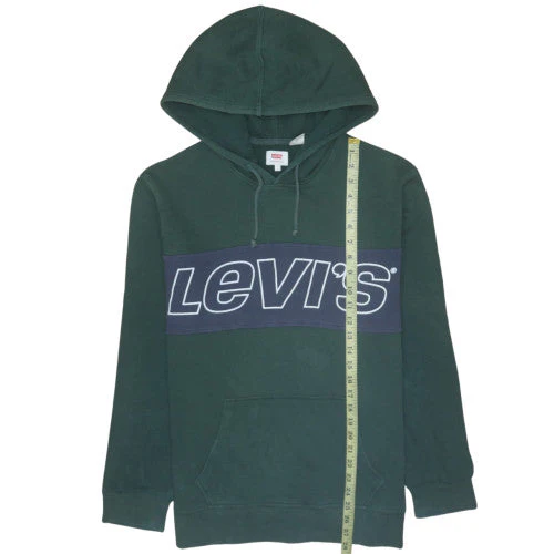 Levi's Men's Green Pullover Hoodie L Logo Fleece Sweatshirt - Image 2