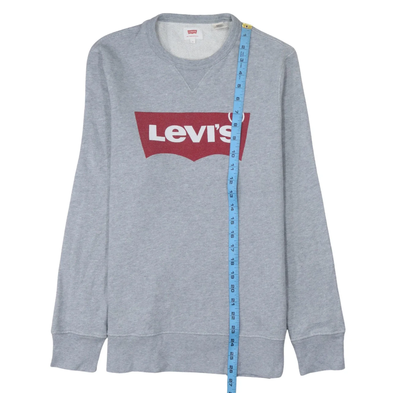 Levi's Mens Grey Logo Crew Neck Pullover Sweatshirt Size S - Image 2