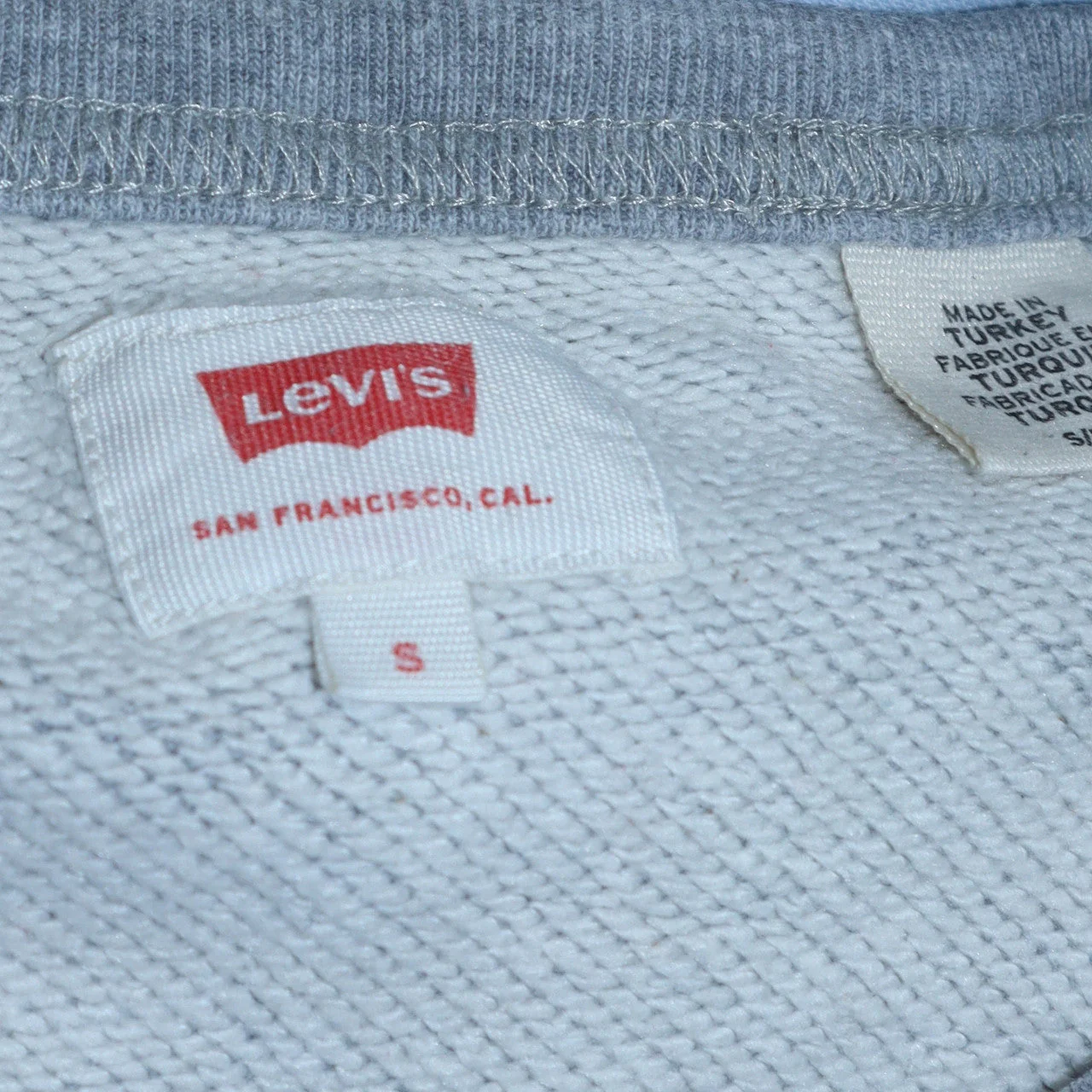 Levi's Mens Grey Logo Crew Neck Pullover Sweatshirt Size S - Image 6