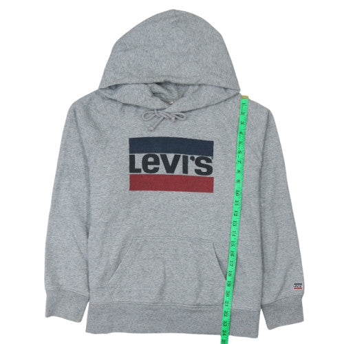 Levi's Men's Grey Pullover Hoodie L Logo Graphic Fleece Sweatshirt - Image 3