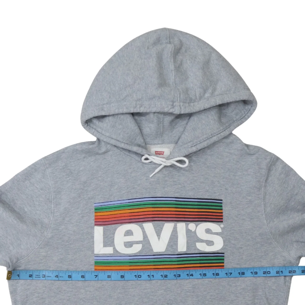 Levi's Men's Grey Pullover Hoodie M Rainbow Logo Graphic - Image 2