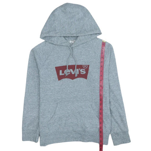 Levi's Men's Grey Pullover Hoodie Medium Logo Fleece Sweatshirt - Image 3