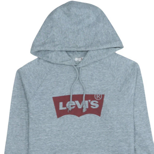 Levi's Men's Grey Pullover Hoodie Medium Logo Fleece Sweatshirt - Image 7