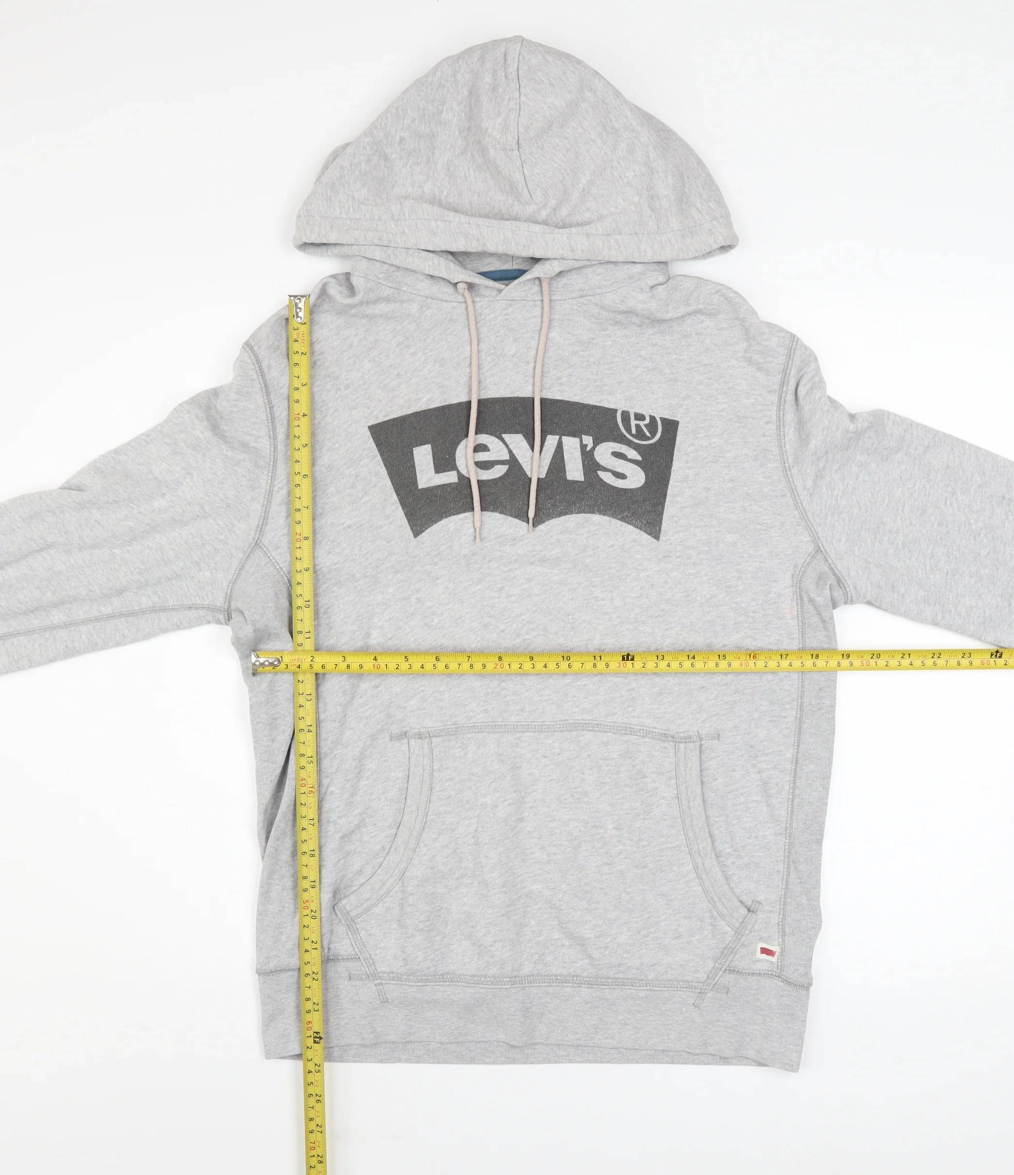 Levi's Men's Grey Pullover Hoodie S Classic Fit Logo Sweatshirt - Image 2