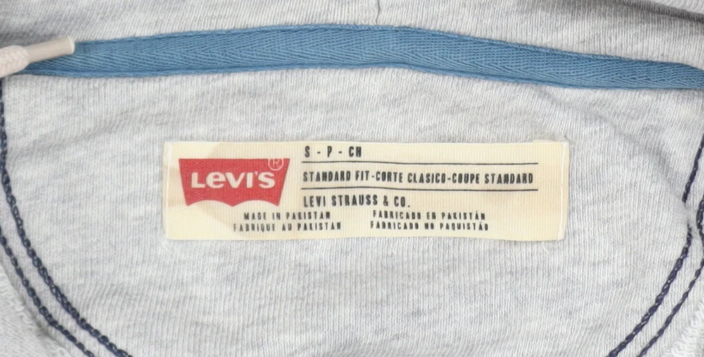 Levi's Men's Grey Pullover Hoodie S Classic Fit Logo Sweatshirt - Image 4